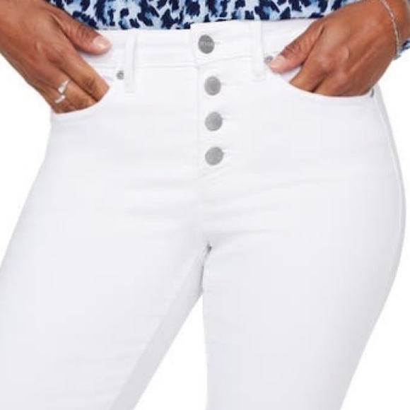 NYDJ Ami Exposed Button Fly Stretch Ankle Women's Jeans in Optic White - Picture 5 of 16